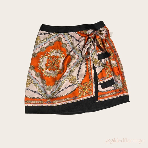 Scarf Print Wrap Skirt - Picture 3 of 10